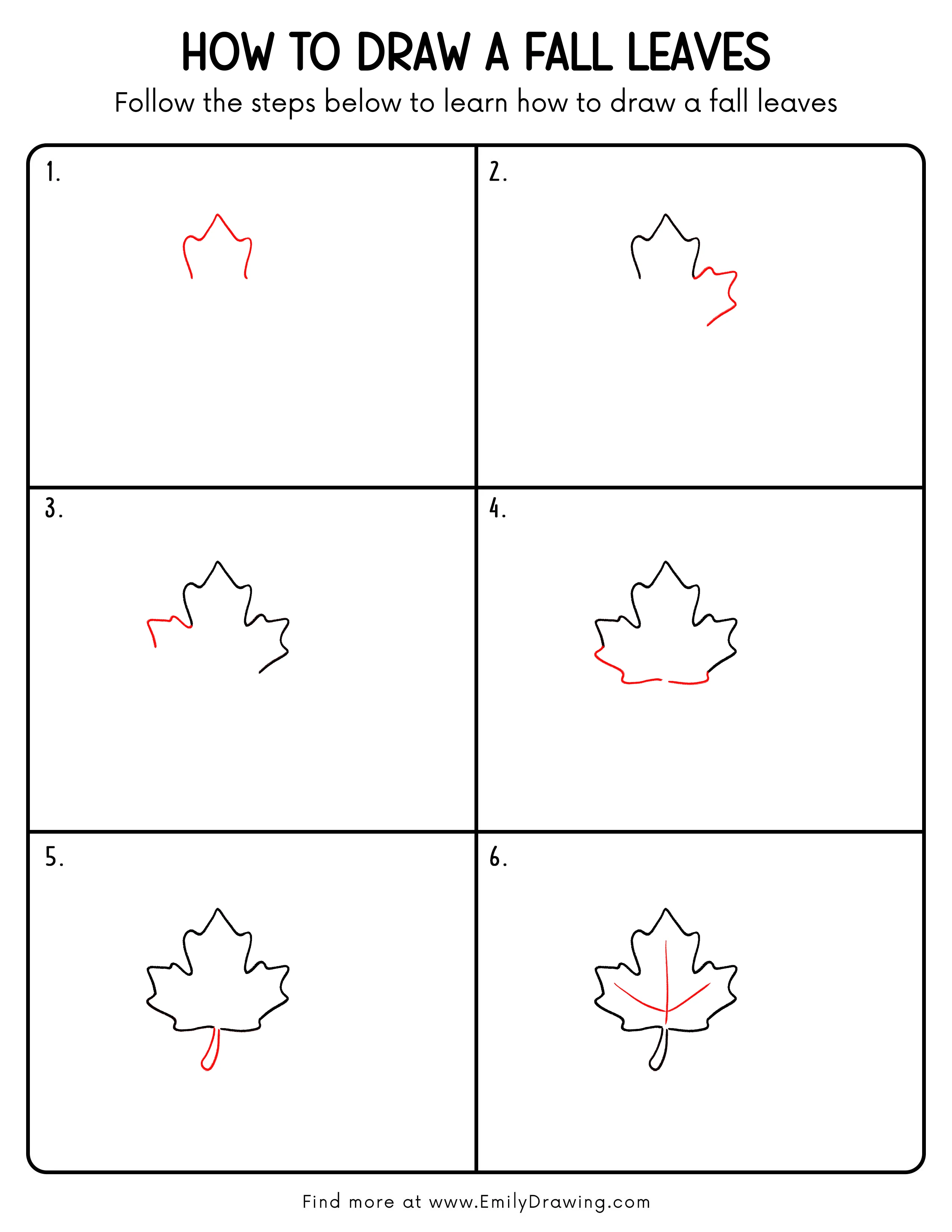 Printable Fall Leaves Drawing Guide